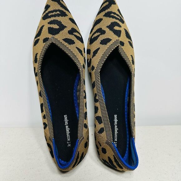 Jet' accompagne toujours Leopard Knit Women’s Sz 40 Flat Shoes Point Toe 9,5 - Picture 6 of 8